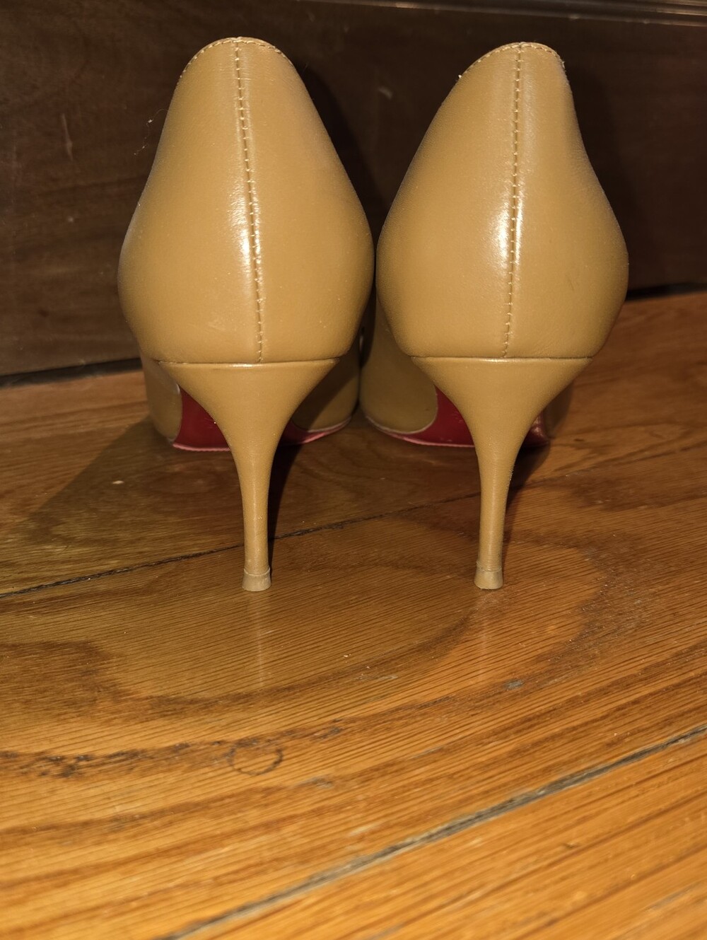 Christian Louboutin Olive-Tan Pointed Leather Pumps 65mm - Picture 6 of 6